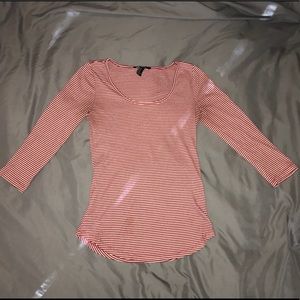 Forever 21 size Small 3/4 sleeves red stripe shirt